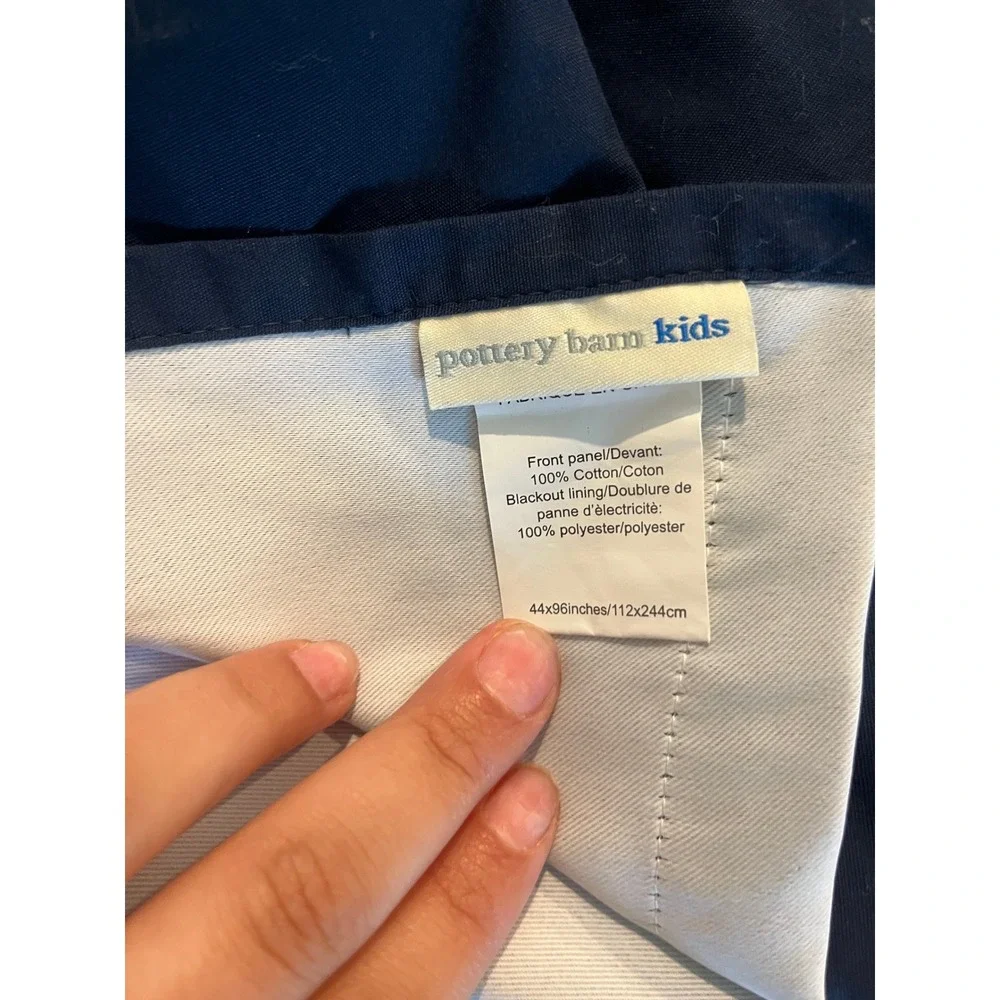 Pottery Barn Kids Navy Red Striped Blackout Grommet Curtain Panel 44x96‎